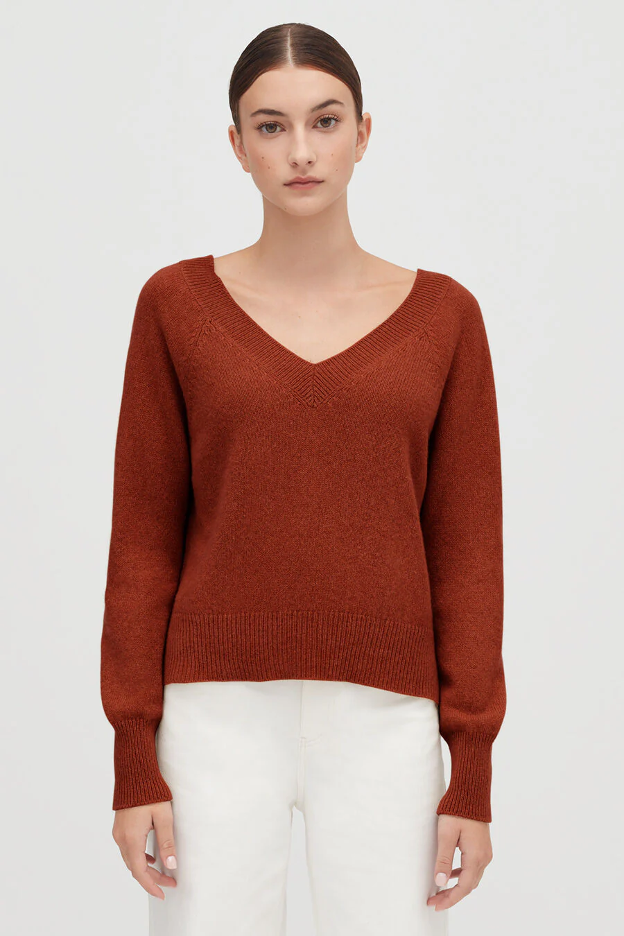 Cashmere Deep V-Neck Sweater - Image 16