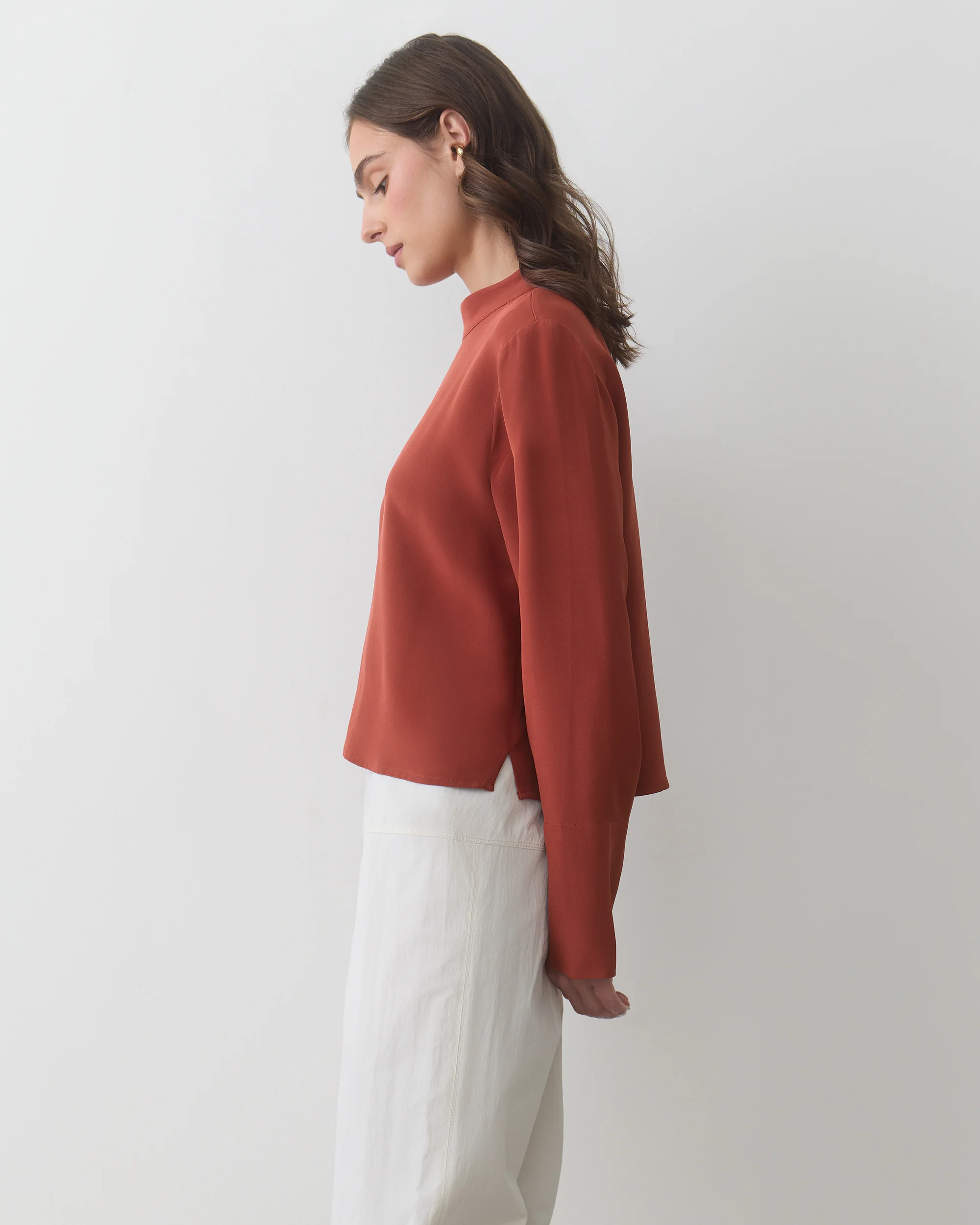 Silk Mock Neck Top - Image 3